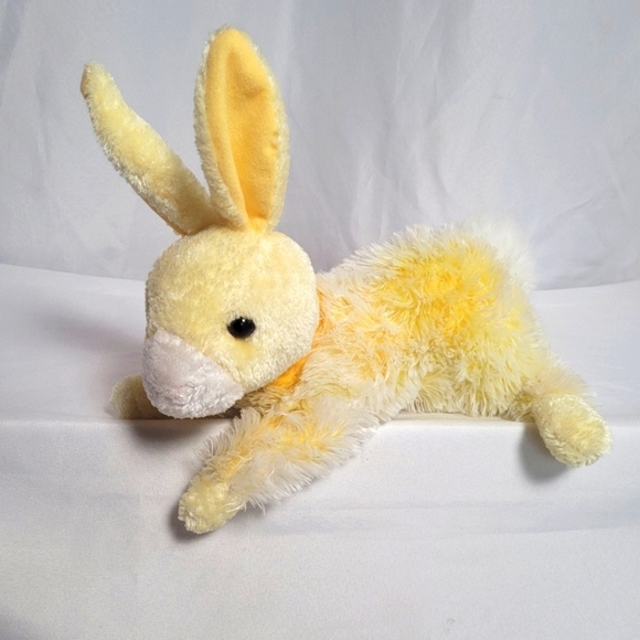 Yellow Bunny Rabbit Plush Animal Toy With Yellow Plaid Bow Laying Walmart 13" - Picture 1 of 7